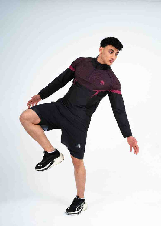 Maroon Panther Pro Quarter Zipper & Black Short Set