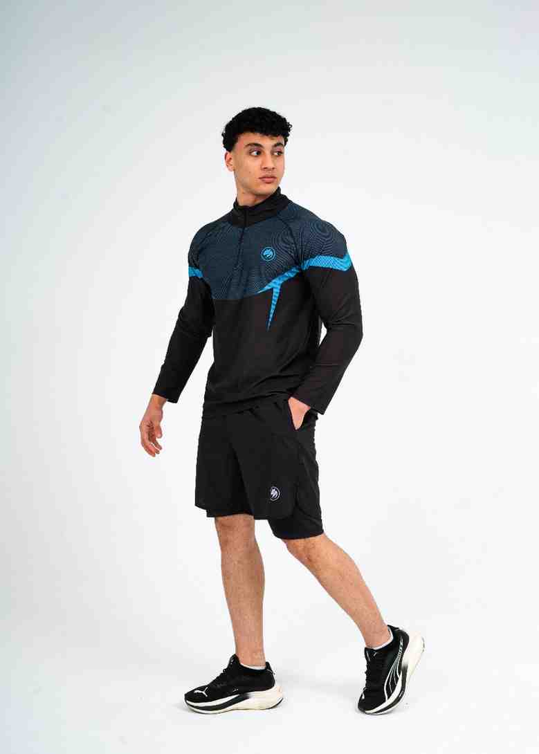 Navy Panther Pro Quarter Zipper & Black Short Set