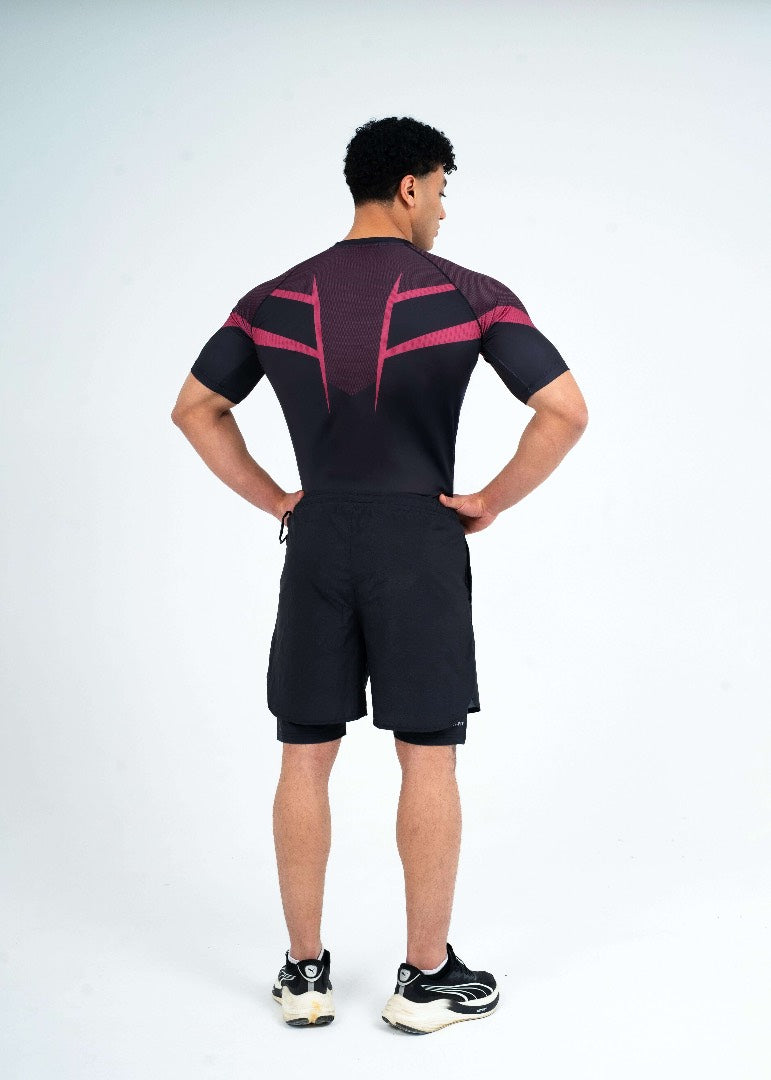 Maroon red Panther Pro-compression/Short Set