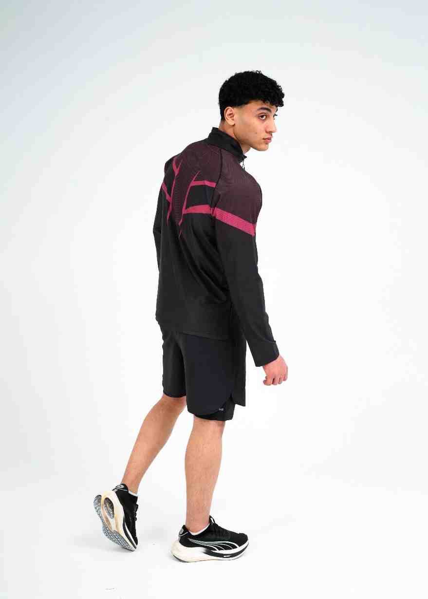 Maroon Panther Pro Quarter Zipper & Black Short Set