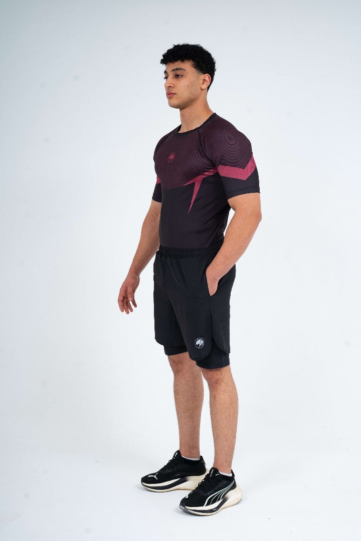 Maroon red Panther Pro-compression/Short Set