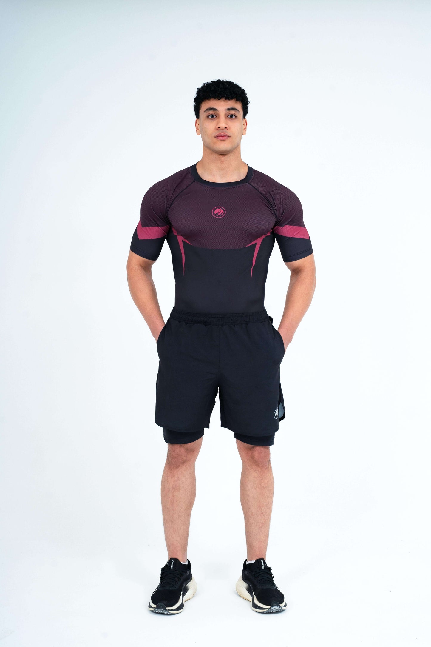 Maroon red Panther Pro-compression/Short Set