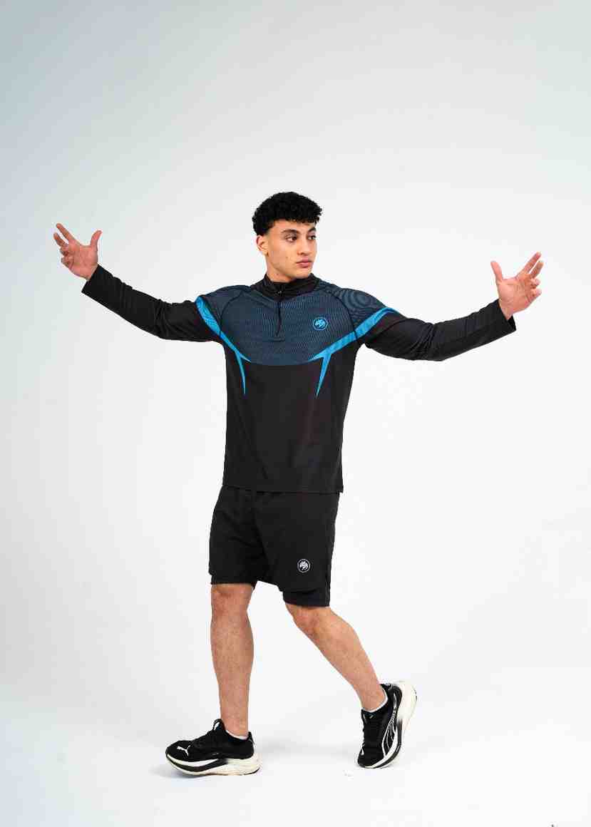 Navy Panther Pro Quarter Zipper & Black Short Set